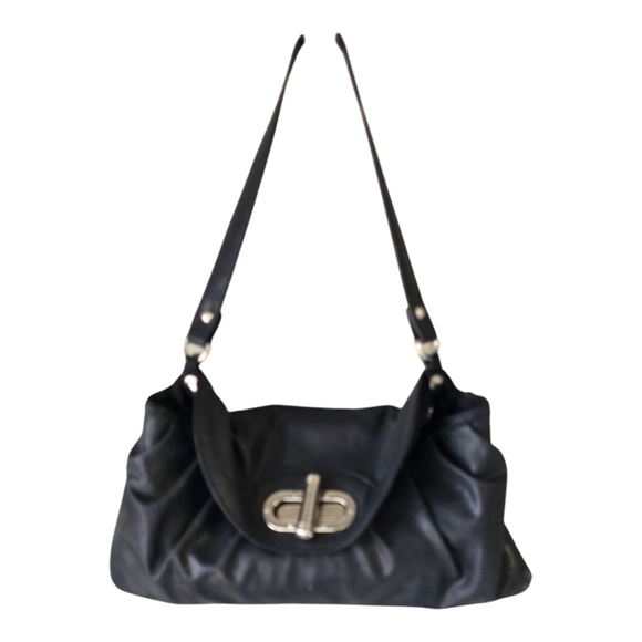 Cato Shoulder Handbag Black Women Faux Leather Small Turnlock Rare - Picture 1 of 12
